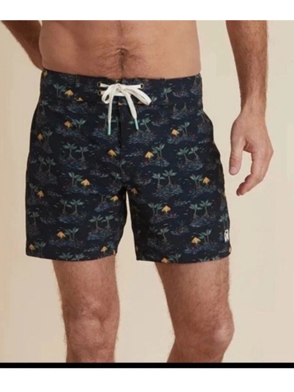 Marine Layer Swim Trunks Mens Sz 30 Tropical Board Shorts Palm Trees Resort Wear